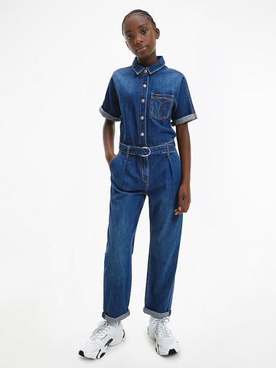 Calvin Klein Ruhák HU114905 | Calvin Klein Denim Lány Jumpsuit Világos Kék